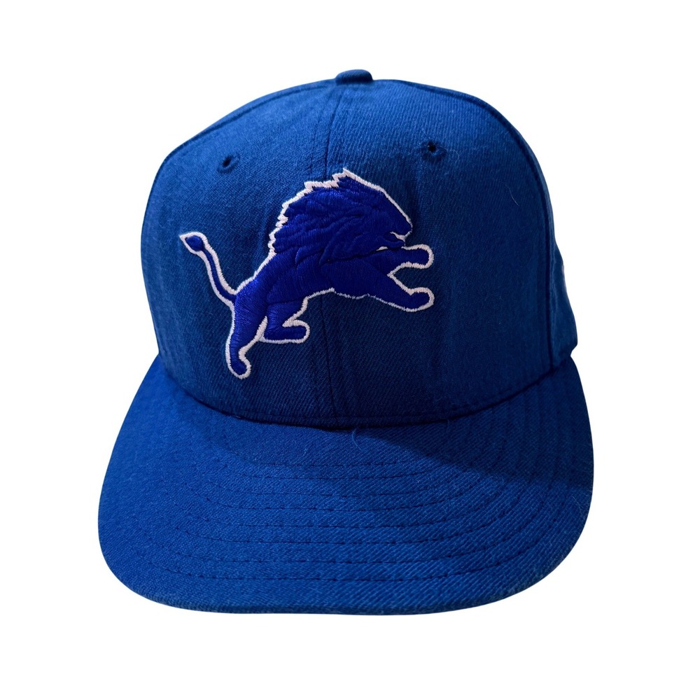 Vintage 90s Detroit Lions Fitted Hat Sz 7 Blue NFL Streetwear Made‎ in USA
